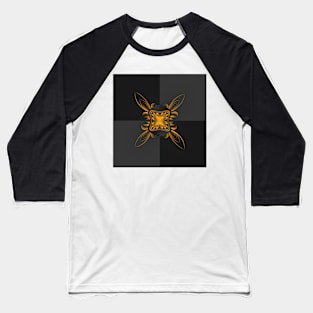 Golden pattern on grey background filling the frame. Baseball T-Shirt